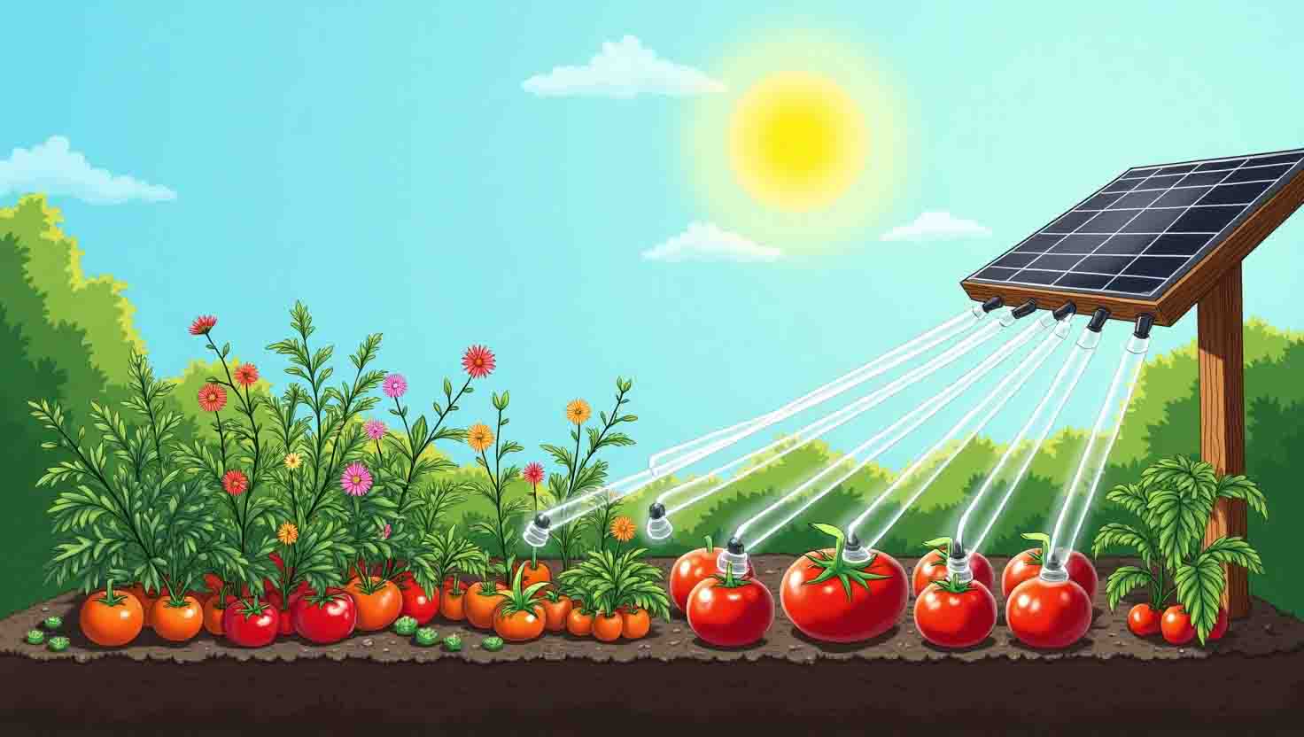 Arrosage goutte-à-goutte solaire pour potager